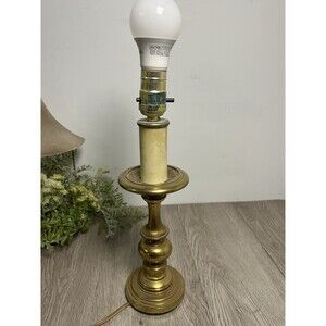 Vintage MCM Brass Table Lamp 14” Tall NO SHADE - WORKS!